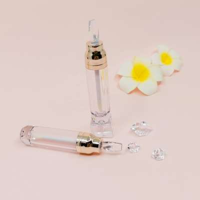 7ml Custom Logo Luxury Rose Gold Clear Empty Lipstint Liptint Lipgloss Lip Gloss Tube Bottle Container Packaging with Wand Brush